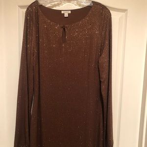 Brown Short Long Sleeve Cocktail Dress